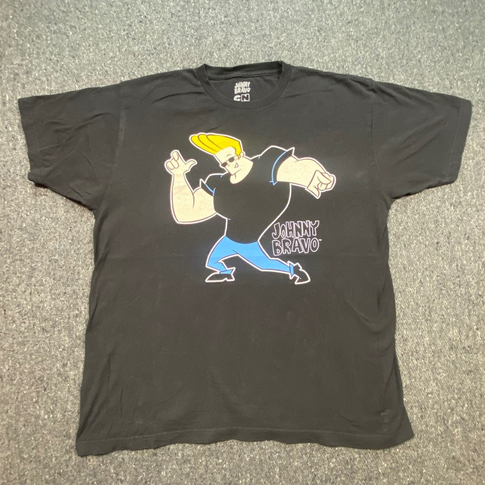 Cartoon Network Johnny Bravo TShirt Sz XL Mens Black Retro Skater Graphic Tee